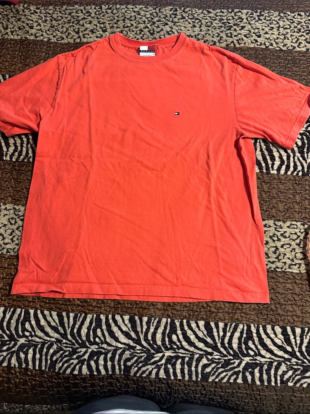 Tommy Hilfiger Men’s Coral-Redish Crewneck Short Sleeve Tee - Unisex